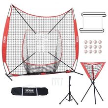 7x7 ft Baseball Softball Practice Net, Portable Baseball Training Net for Hi...