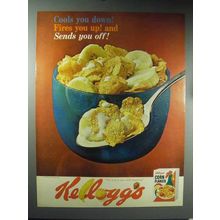 1965 Kellogg's Corn Flakes Cereal Ad - Cools You Down!