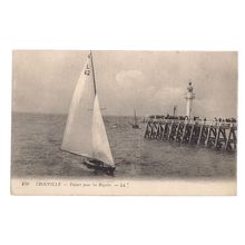 PIER AND LIGHTHOUSE, TROUVILLE, FRANCE unused vintage postcard