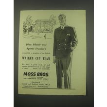 1949 Moss Bros Blue Blazer and Sports Trousers Ad - Walker Cup Team