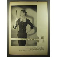 1954 Bonwit Teller Suit by Harry Frechtel Ad - Slim-stick of Navy