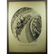 1954 The Bulletin Newspaper Ad - cartoon by Richard Decker - Bobsled Run
