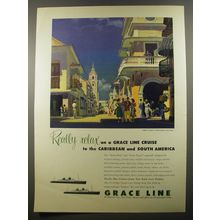 1954 Grace Line Cruise Ad - Really relax on a Grace Line cruise
