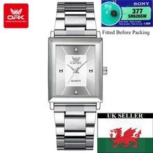 Gents Black Square Face Waterproof Silver Stainless Steel Bracelet Watch BOXED