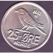 1962 Norway 25 Ore Coin