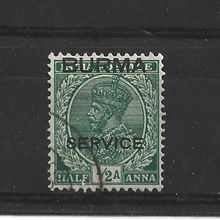 Burma.O2 1/2a Green.Fine Used.Jul25e