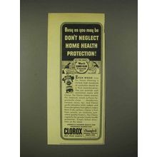 1944 Clorox Bleach Ad - Don't Neglect Health Protection