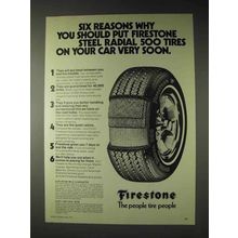 1973 Firestone Steel Radial 500 Tires Ad - Six Reasons