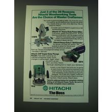 1988 Hitachi c15FB Power Miter; SB75 Belt Sander and TR12 Plunge Router Ad