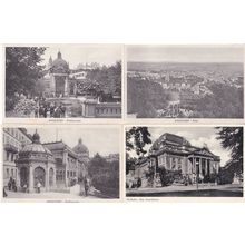 Wiesbaden Kochbrunnen Panorama Romertor Kapelle EIGHT 8x German Postcard s