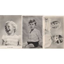 Prince Charles & Princess Anne 3x Royal Children Old Postcard s
