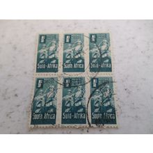 South Africa - stamps - a block of 6 - 1d stamps - 3 x South and 3 x Suid