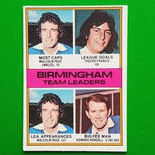 TOPPS FOOTBALL RED BACK 1977 #103 Birmingham City Team Leaders