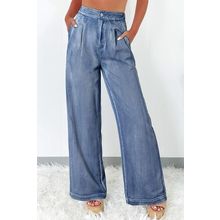 Dusk Blue Acid Wash Wide Leg High Waist Jeans