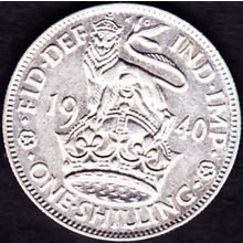 1940 Great Britain 1 Shilling Silver Coin English