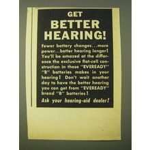 1950 Eveready Brand B Batteries Ad - Get better hearing