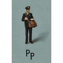P Is For Postman Postbag Royal Mail Old Ladybird Book Postcard