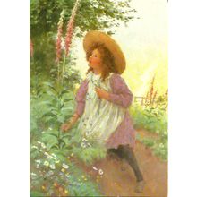 Art PERCY TARRANT Picking Foxgloves Postcard (Medici 2121)