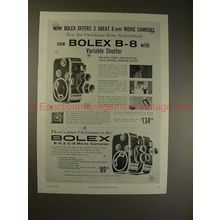 1958 Bolex B-8 & C-8 Movie Camera Ad, Variable Shutter!