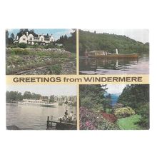 multiview, WINDERMERE, CUMBRIA. LAKE DISTRICT. used postcard 1990 postmark #