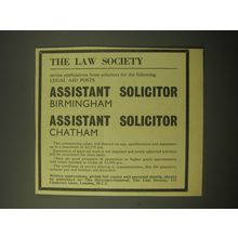 1966 The Law Society Ad - The Law Society invites applications from solicitors