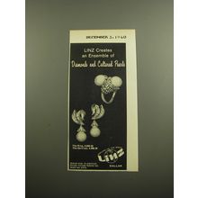 1960 Linz Jewelry Ad - Linz creates an Ensemble of Diamonds and Cultured Pearls