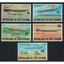 Ivory Coast Zeppelins History of the Airship 5v 1977 MNH SG#503-507