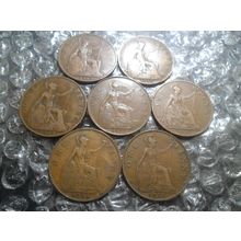 Bulk lot of George V pennies - 7 coins.