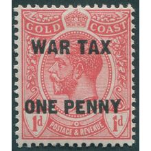 Gold Coast 1918 1d on 1d red War Tax SG85 MNH