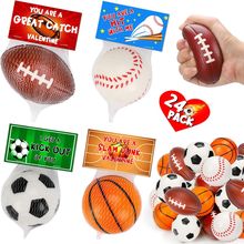 24PCS Sports Stress Balls for Kids School Classroom Girls Boys Toddler Valentine