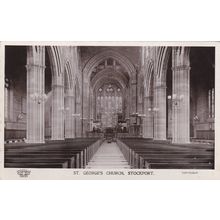 EC837 STOCKPORT - ST GEORGES CHURCH INTERIOR . R/P POSTCARD