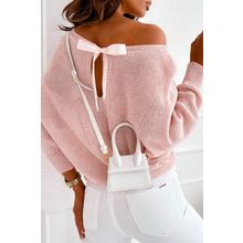 Pink Ribbon Bow Knot Dolman Sleeve Sweater