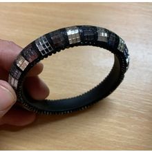 VINTAGE BLACK & SILVER TINY MOSAIC BRACELET 30 GRAMS 8cm WIDE (P3)