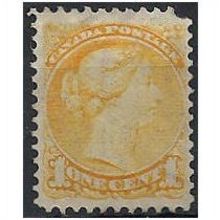 Canada 1877 SG74 1c Pale Dull Yellow Very Fine Used (Pulled Corner) .. .