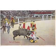 Fall of Picador Spanish Matador Bullfighter Killing 1920s Postcard