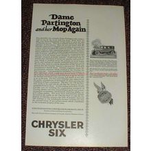 1925 Chrysler Six Car Ad, Dame Partington & Her Mop!!