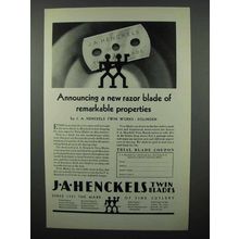 1929 J.A. Henckels Razor Twin Blade Ad - Remarkable