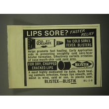 1968 Blistex and Blistik Lip Balm Ad - Lips sore? Faster relief