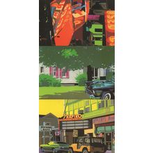 American Saloon Cars at Cinema 3x Painting Postcard s