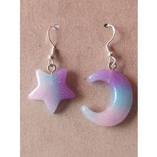 Moon and star Earrings Pastel Earrings Glitter Earrings Kawaii Earrings