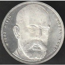 1993 J Germany 10 Mark Silver Proof Coin 150th Ann Birth Robert Koch