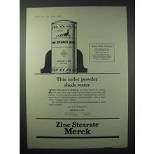 1923 Merck Zinc Stearate Ad - Toilet Powder Sheds Water
