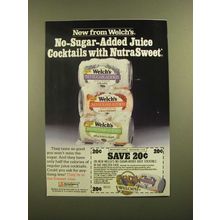 1988 Welch's No-Sugar-Added Juice Cocktails Ad