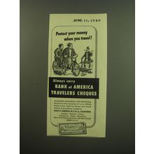 1949 Bank of America Travelers Cheques Advertisement - Protect your money