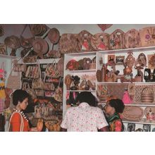 Buying African Masks in Roseau Shop Dominica Postcard