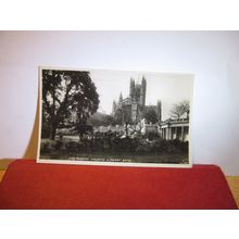 BATH ABBEY & PARADE GARDENS, BATH, SOMERSET used vintage postcard RP 1952 pm =