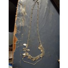 womens silver tone double strand necklace with leaves