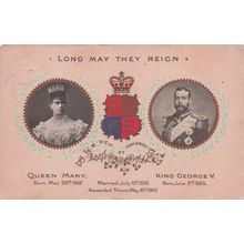Long May They Reign King George V Queen Mary Faulkner Old Postcard