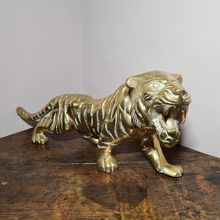 Large Vintage Brass Tiger Figure