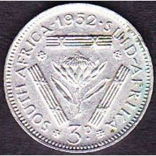1952 South Africa 3 Pence Silver Coin